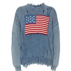 Denimist Distressed American Flag Sweater S
